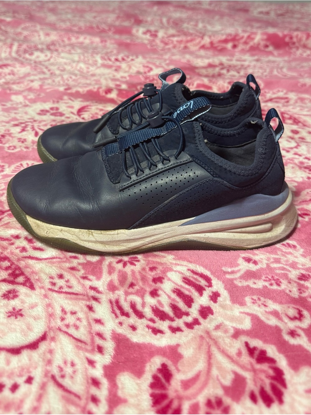 Navy Women's Slip-On Athletic Sneakers with Toggle Lacing